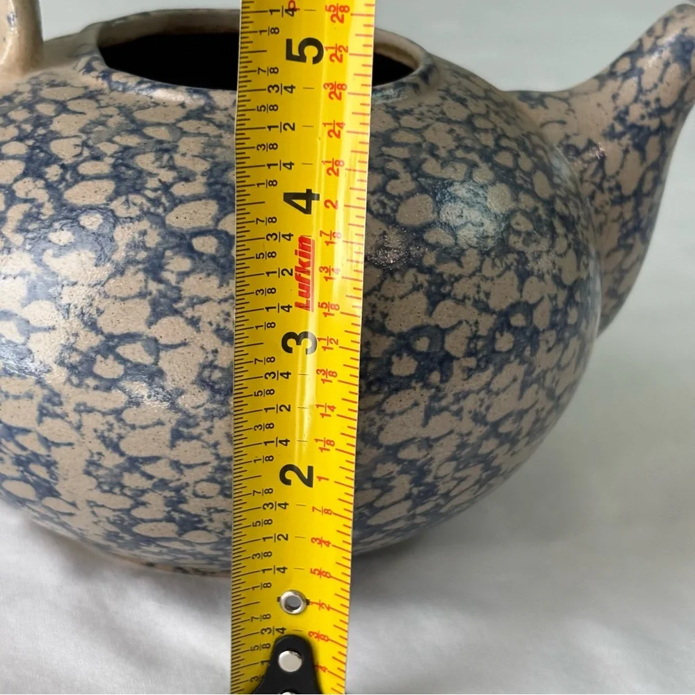 Beaumont Brothers Pottery Blue and Gray Salt Glaze Tea/Coffee Pot With Plate